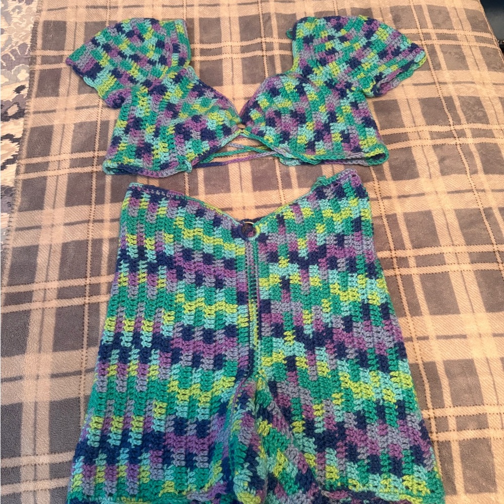 70s Vibes Crochet Matching Set Size L/XL